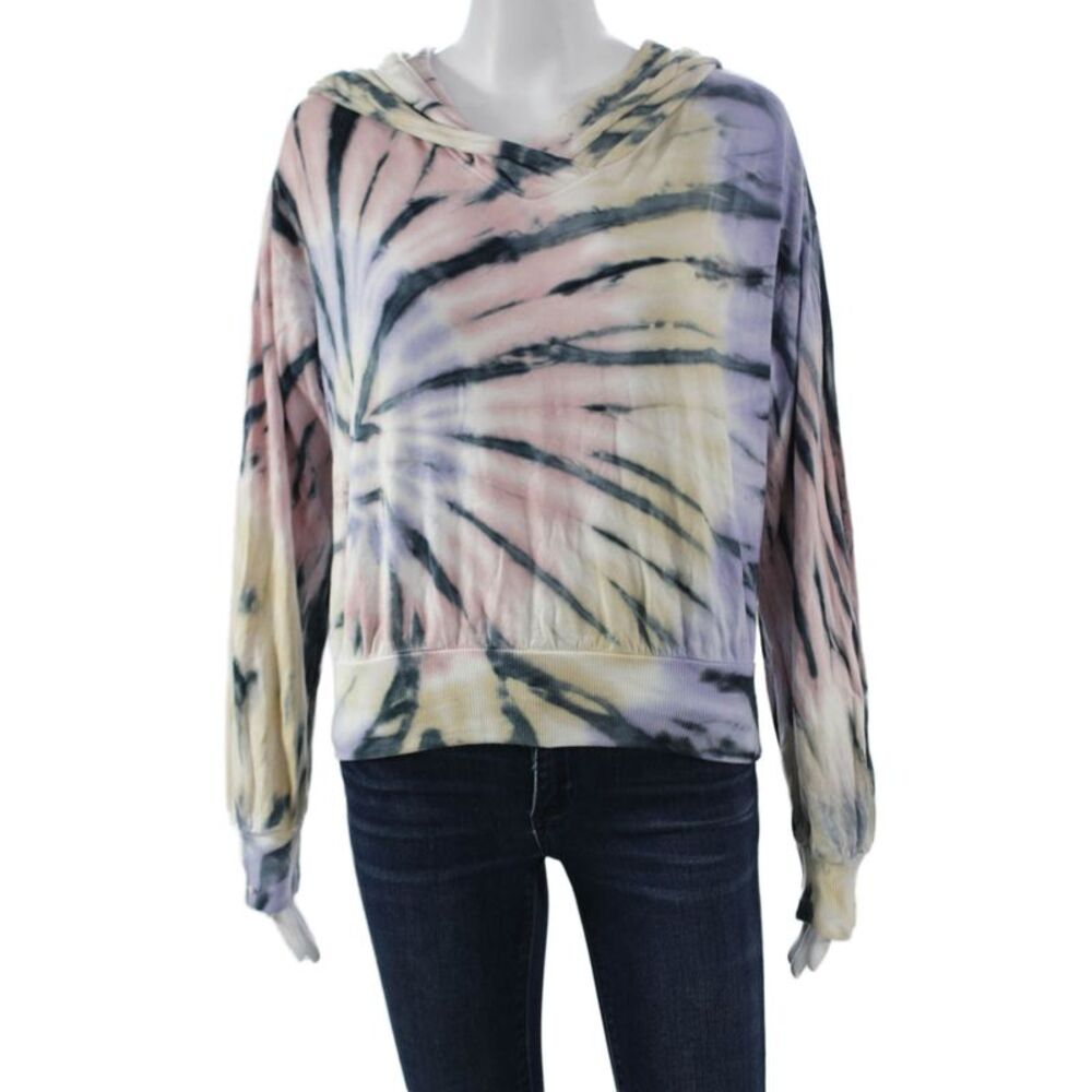Young Fabulous & Broke Womens Pullover Hoodie V-Neck Batik Multicolor Size S